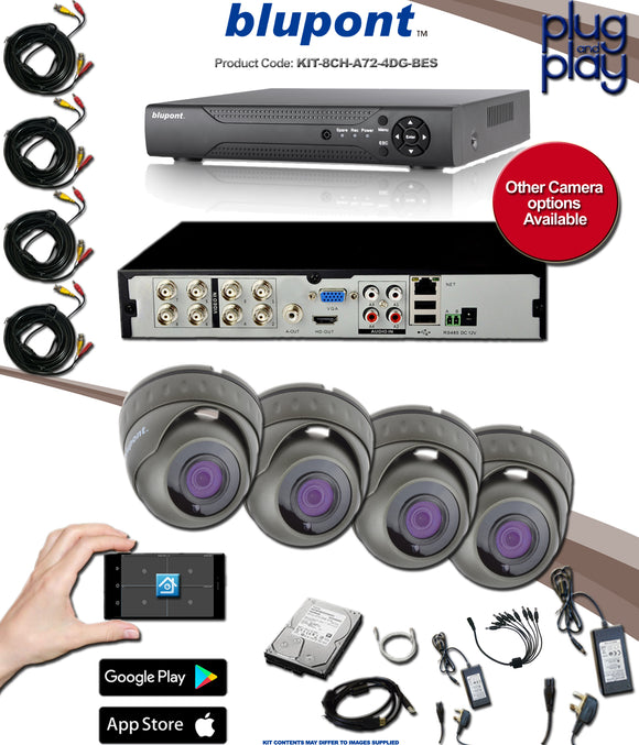 blupont ProHD 8 Channel 4 Camera and Accessories Kit